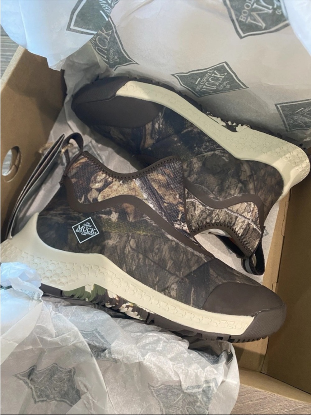 Kid’s Brown Camo Slip-On Muck Boots